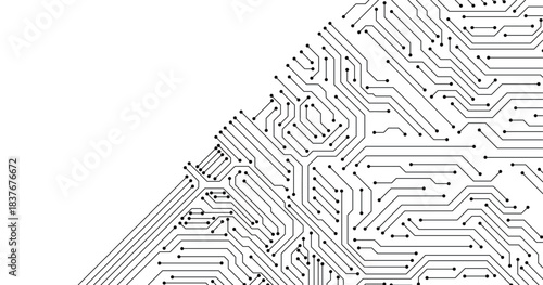 Grey white Abstract technology background with various technology elements Hi-tech communication concept innovation background Circle empty space for your text stock illustration. 