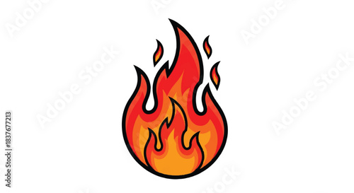 Vibrant Cartoon Fire Flame Illustration with Red and Orange Hues.
