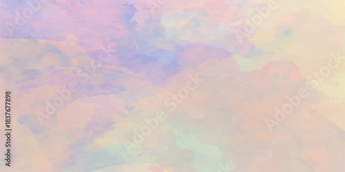 Abstract sky watercolor background with colorful cloudscape texture and grunge paper design