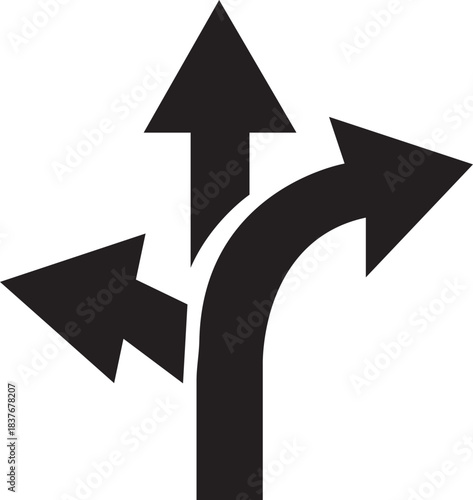 Way Direction Arrow Sign Icon. Road navigation arrows. Driving direction mark, location point crossroad. Way direction arrow sign. Vector illustration. Traffic way icon isolated Road arrow.