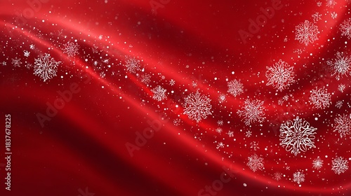 Red christmas background with snowflakes and festive winter glow