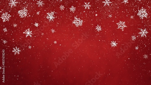 Red christmas background with snowflakes and festive winter glow