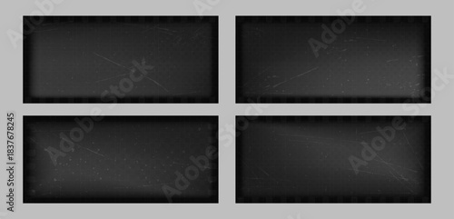 Gritty and grainy retro texture. Vintage backgrounds or borders. Mockup for old photo or video. Set of Vector illustration.