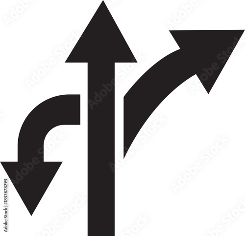 Way Direction Arrow Sign Icon. Road navigation arrows. Driving direction mark, location point crossroad. Way direction arrow sign. Vector illustration. Traffic way icon isolated Road arrow.