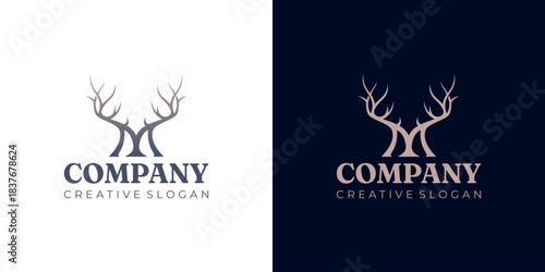 Premium Monogram M Antler Deer Luxury Simple Logo Design Symbol Template