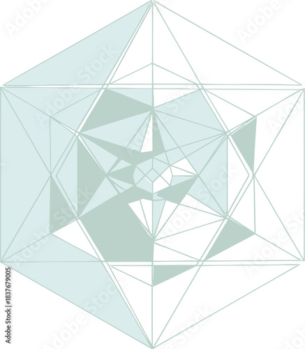 Geometric structure abstract shape complex wireframe cube isolated on white