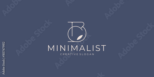 Elegant Minimalist BC Letter Logo with Natural Plant Symbols Template Design