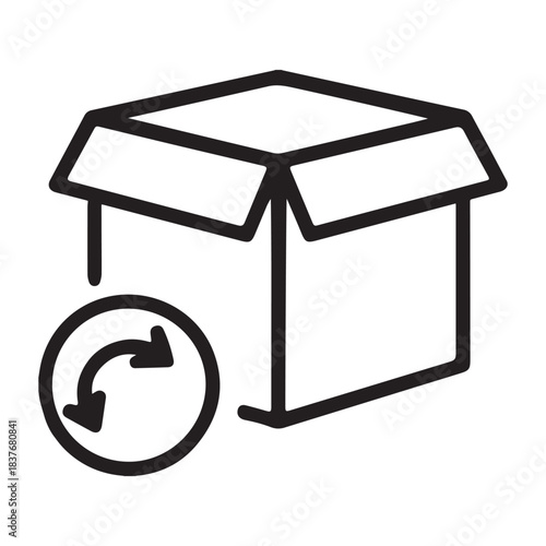 Open box with return arrow icon vector