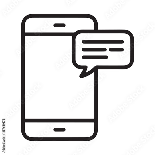 Mobile phone with a speech bubble icon representing communication and messages