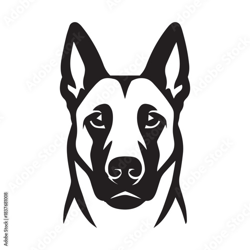 Black vector silhouette of Belgian malinois head