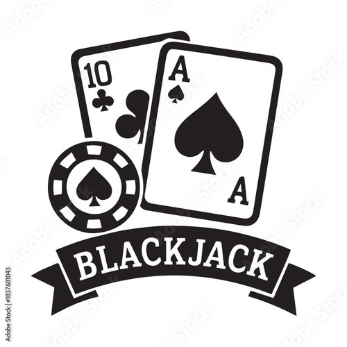 Black vector silhouette of blackjack