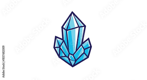 Blue Crystal Cluster Gemstone Illustration.