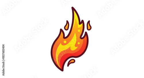 Stylized illustration of a vibrant flame with orange and yellow hues.