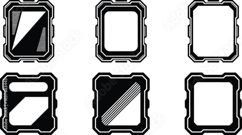 futuristic frames set of modern sci fi borders and tech ui elements for digital screen displays
