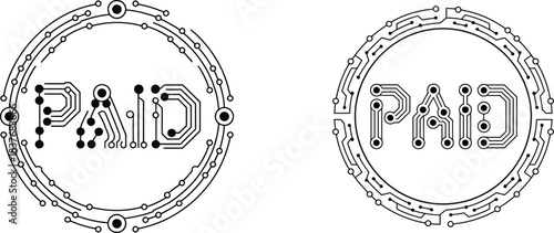 circuit board paid stamp effect for invoicing, accounting and payment confirmation
