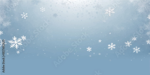Blue Christmas background with snowflakes and ice for winter holiday decoration and New Year celebration