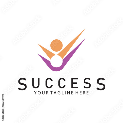 succes people logo icon vector illustration template design