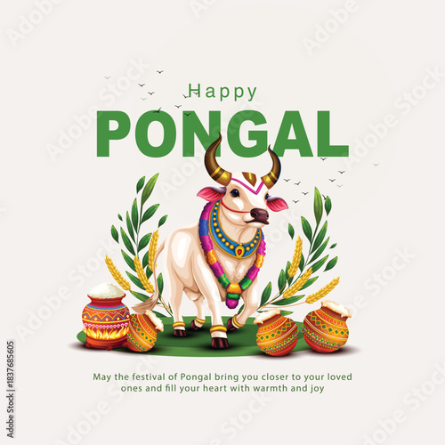 new illustration of Happy Pongal Holiday Harvest Festival .abstract  vector background design.