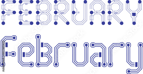 February tech design, innovative circuit board graphic for web, creative technology theme