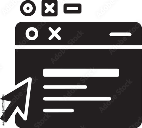 Hand drawn icon of a computer window with a cursor hovering over text