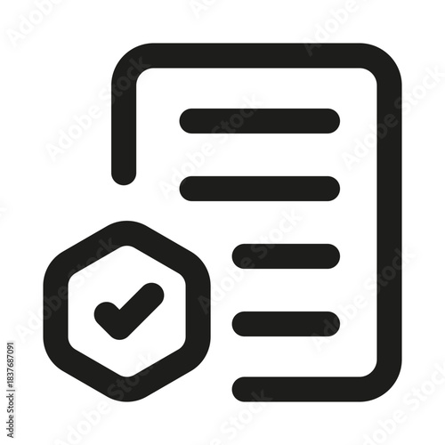 Document check icon. Modern professional minimal line vector icon enhancing clarity accuracy trust approval and clean verification visual communication