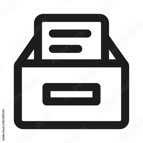 File organizer box icon. Modern professional minimal line vector icon representing storage sorting clarity structure order and clean visual design