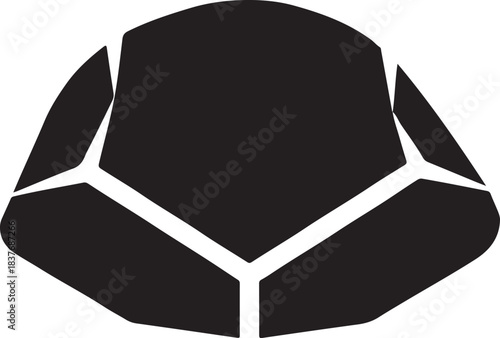 Abstract geometric black shape with sharp edges and facets on white background