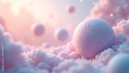 Planet-shaped lights strung like fairy lights, glowing softly in a pastel galaxy cloud, magical festive cosmic atmosphere.