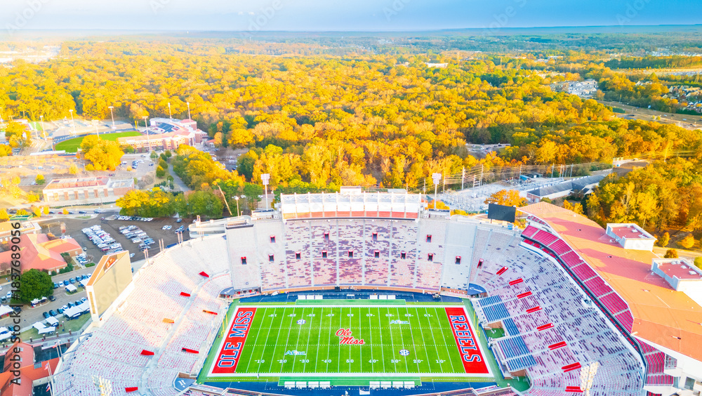 Obraz premium Vaught Hemingway Stadium on the University of Mississippi Campus in Oxford, Mississippi