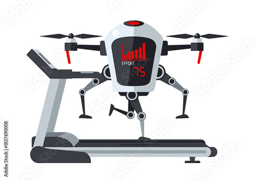Robotic Drone on Treadmill Displaying Effort and Performance Data