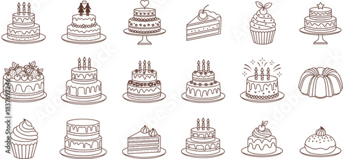 Delicious Cakes and Desserts Display in Sweet Bakery Environment