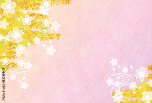 和柄　桜　年賀状　背景	