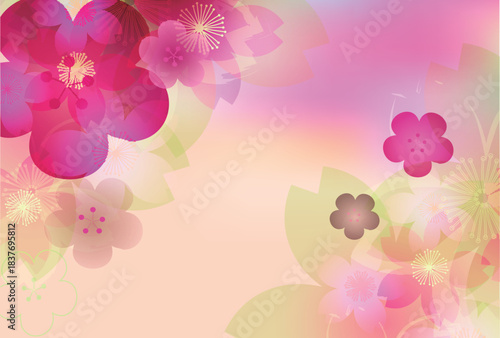 和柄　梅　年賀状　背景	