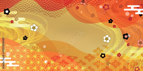 和柄　梅　年賀状　背景	