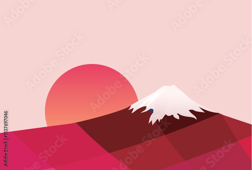 和柄　富士山　年賀状　背景	