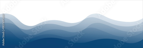 Layered waves of blue or white ocean with various gradient effects. Ideal for beach design templates. Vector water art background for summer sale or promotion banners.