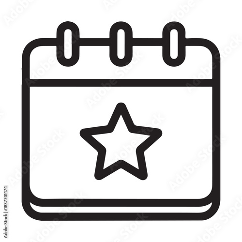 Calendar with star icon representing important date or event