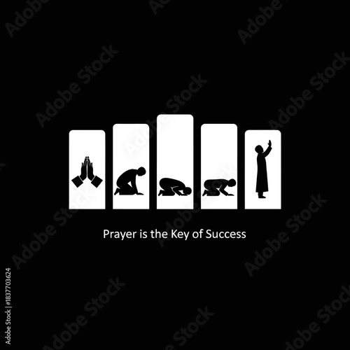 Islamic Prayer Steps Silhouette.