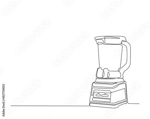 kitchen electric juicer outline drawing illustration. one continuous line drawing of juice maker or blender.