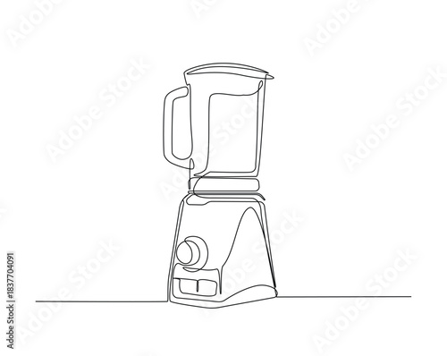 kitchen electric juicer outline drawing illustration. one continuous line drawing of juice maker or blender.