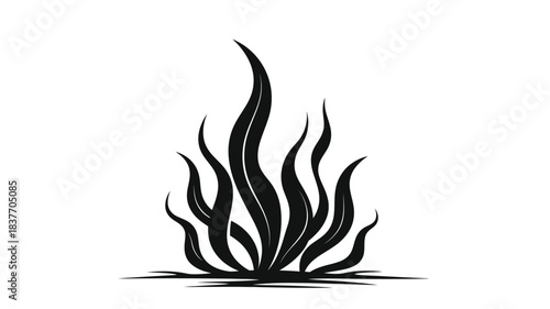 Abstract black flame design with swirling shapes a striking silhouette