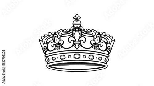 Detailed illustration of a regal crown with ornate designs a striking silhouette