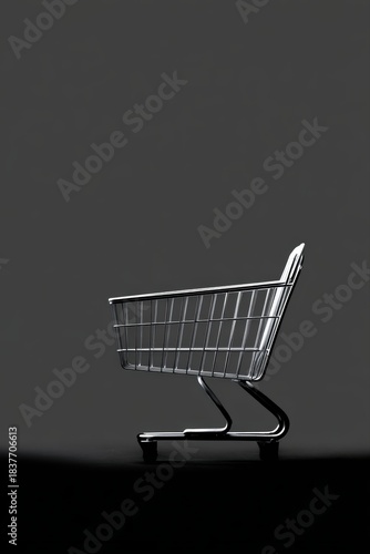 Minimal monochrome art of shopping cart icon for business services