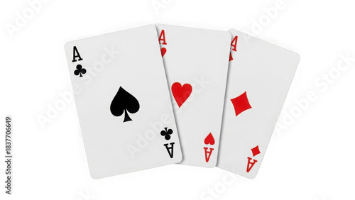 Three aces playing cards fanned out, representing a winning poker hand or strong gambling odds