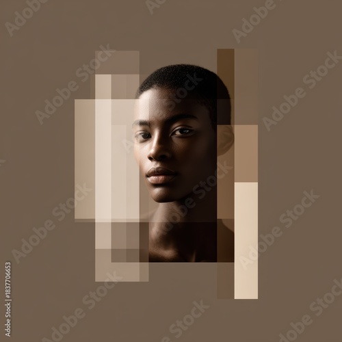 Artistic minimal portrait emphasizing diversity in skin tones and facial structures