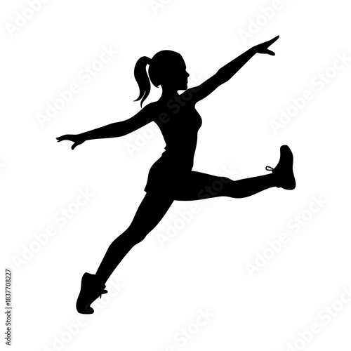 Aerobics Girl Silhouette Vector Illustration