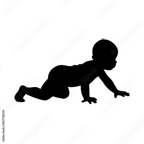 Baby Crawling Silhouette Vector Illustration