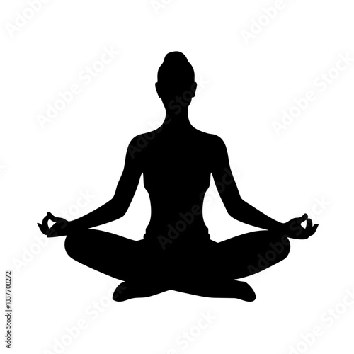 Crossed Leg Meditation Silhouette Vector Illustration