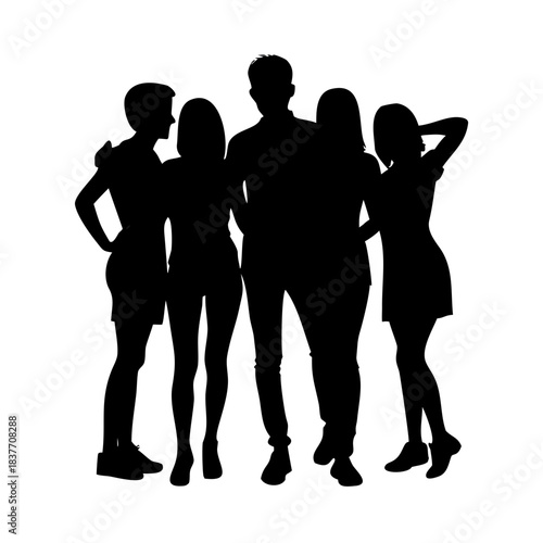 Diverse Friend Group Silhouette Vector Illustration