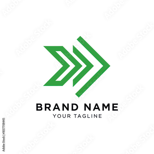 Green Arrow Logo Design with Brand Name and Tagline.